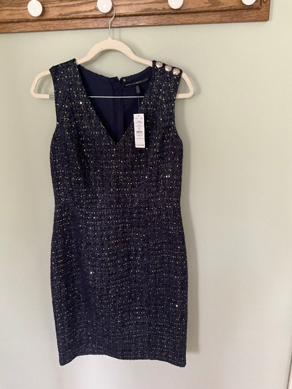 NWT White House Black Market Sheath Dress Navy 8